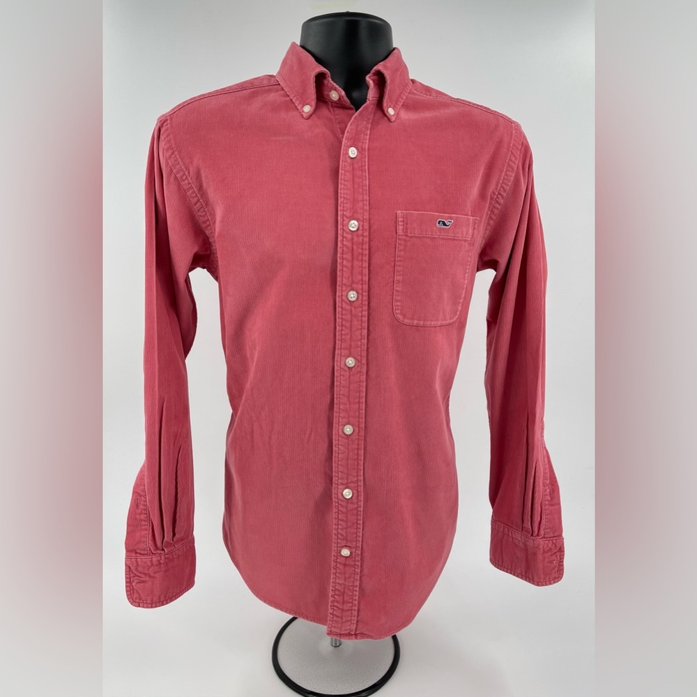 Vineyard Vines Corduroy Tucker Shirt Jetty Red Solid L/S Whale Logo Mens Small